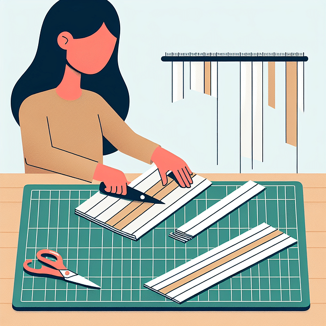 cutting paper into strips on a cutting mat