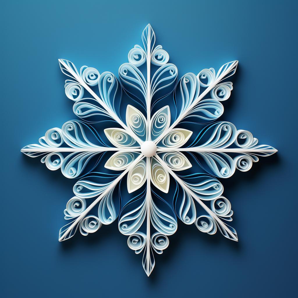 Assembled quilled snowflake on a pattern