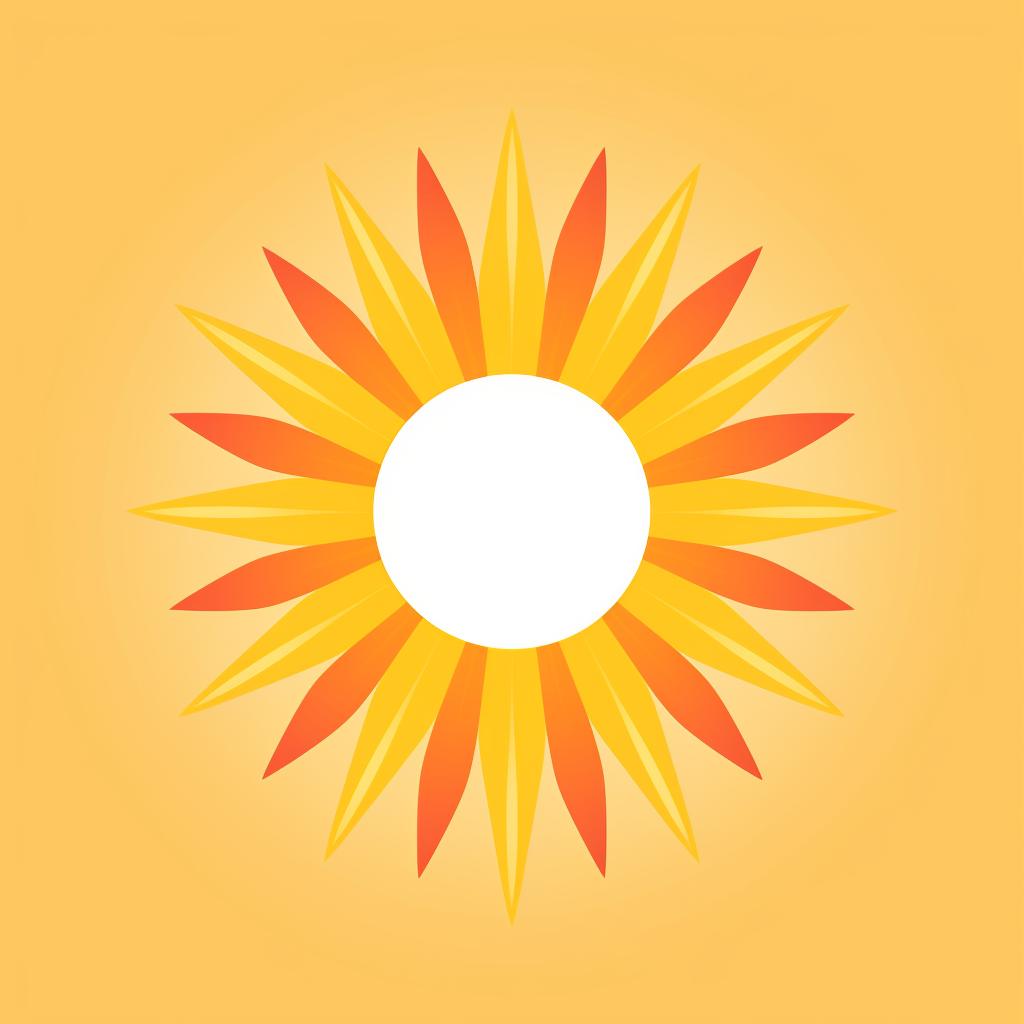 Sun design with orange rays and yellow core