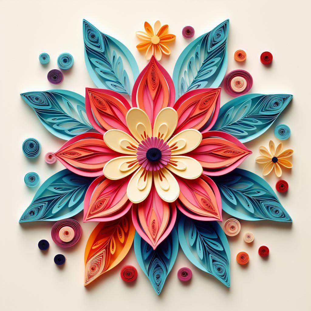 Quilled shapes arranged into a flower design