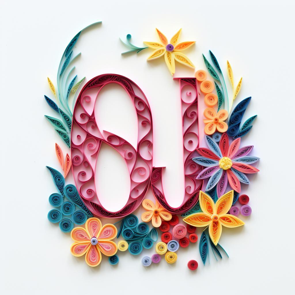 Finished quilled word with embellishments