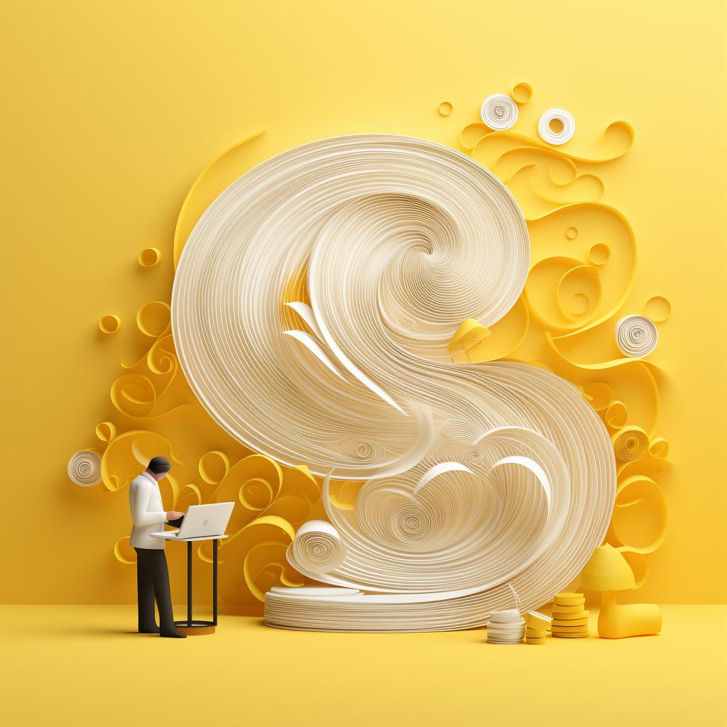 Yellow quilling paper being rolled into a tight coil