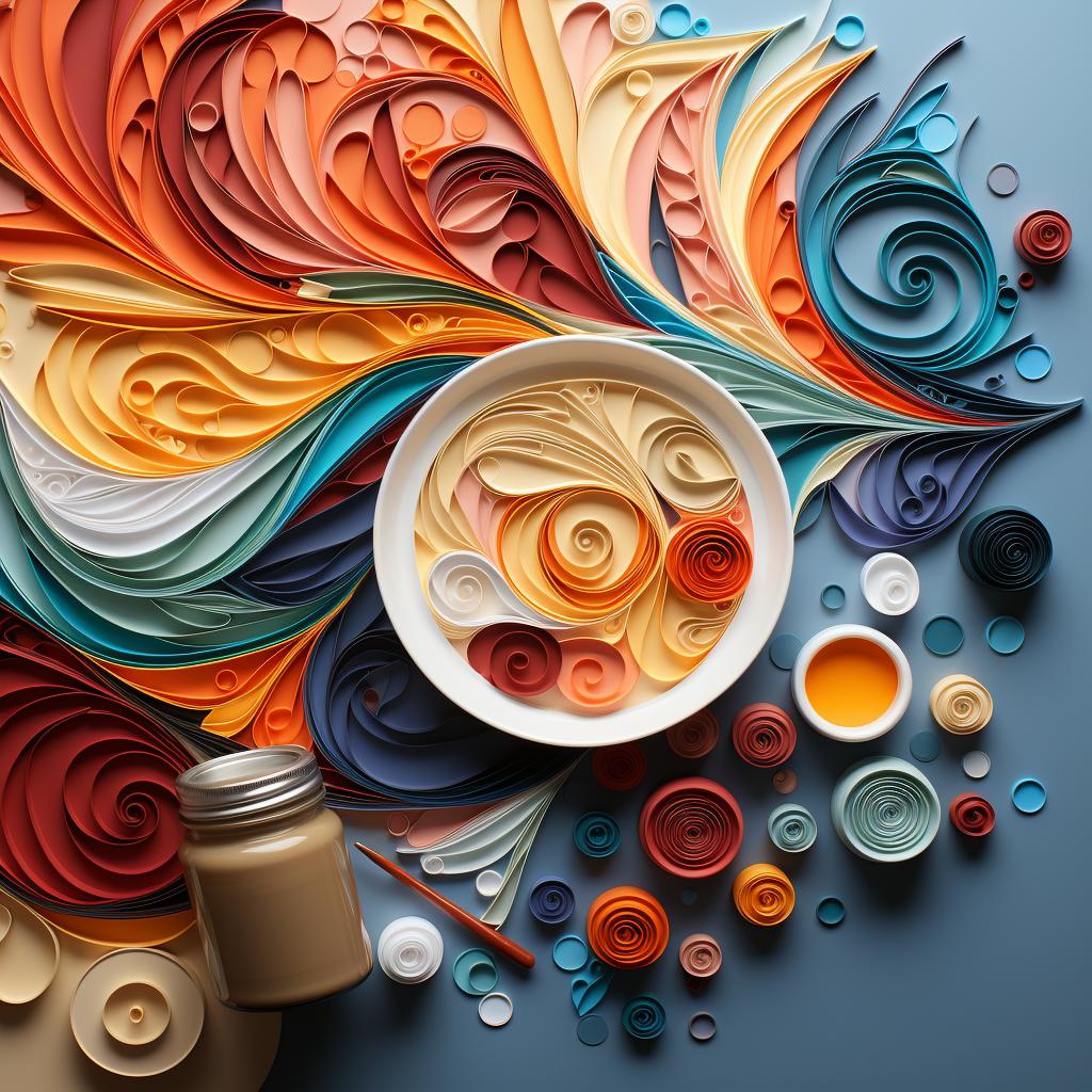 Quilling materials arranged on a table