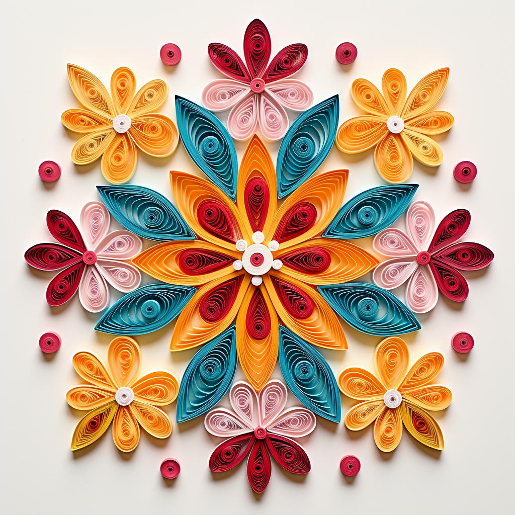 Quilled shapes arranged on a greeting card to form a design