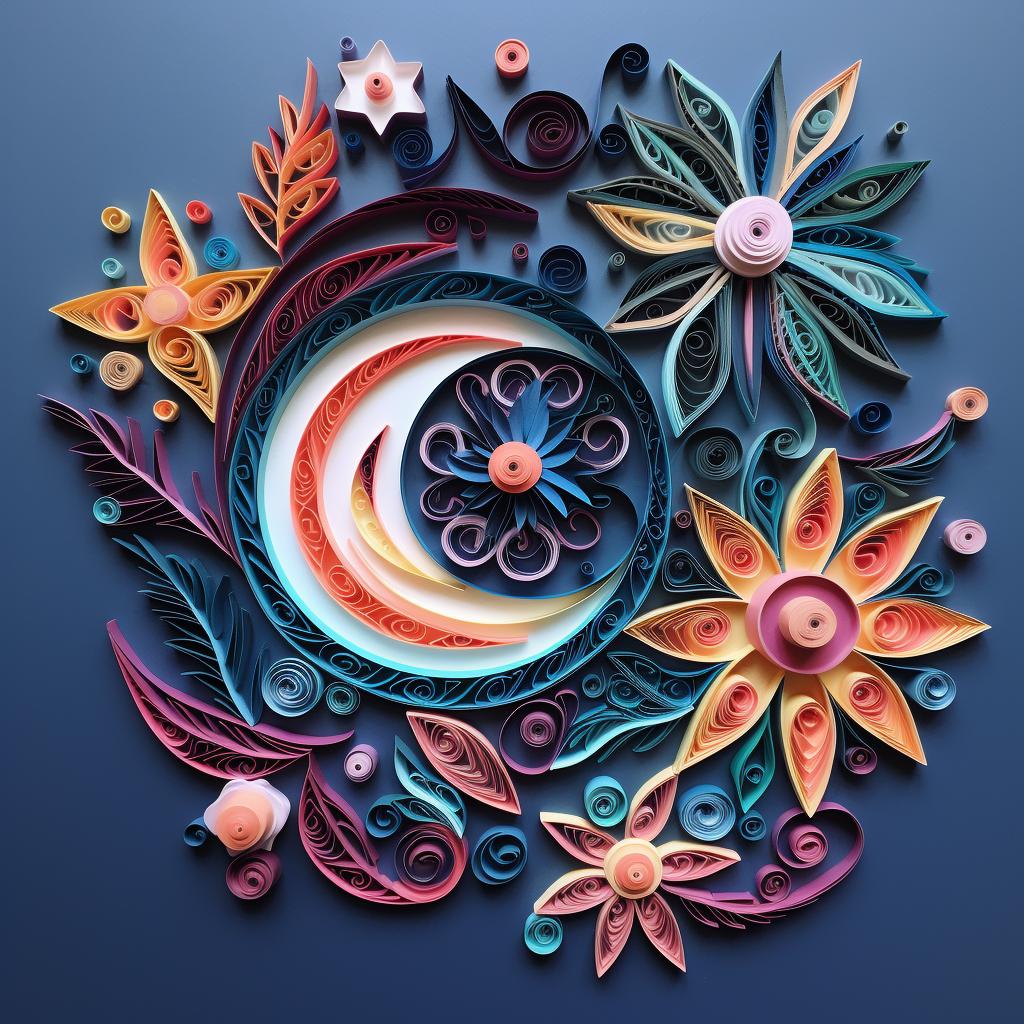 A quilled wall art piece hanging on a wall.