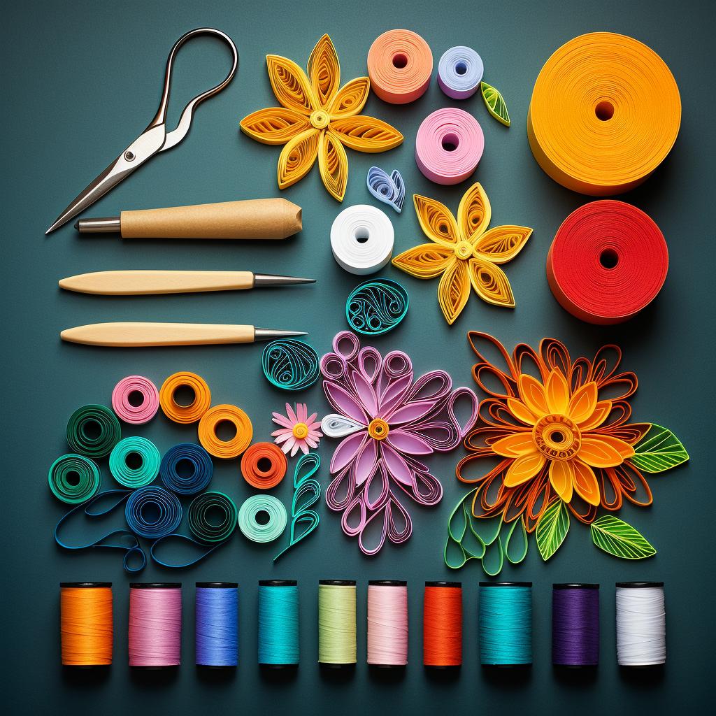 Quilling supplies neatly arranged on a table